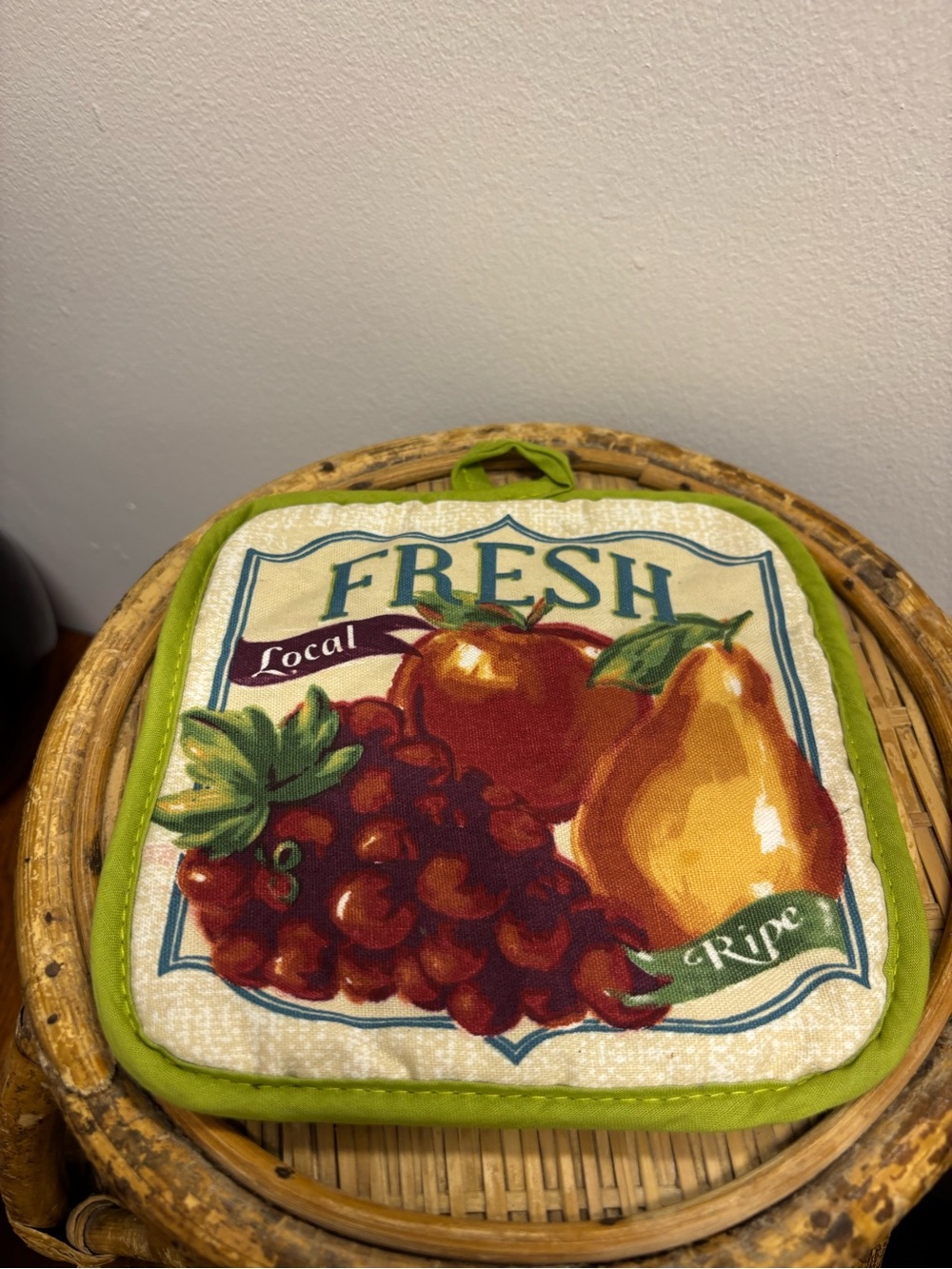 Fresh Fruit Quilted Potholder - Green
